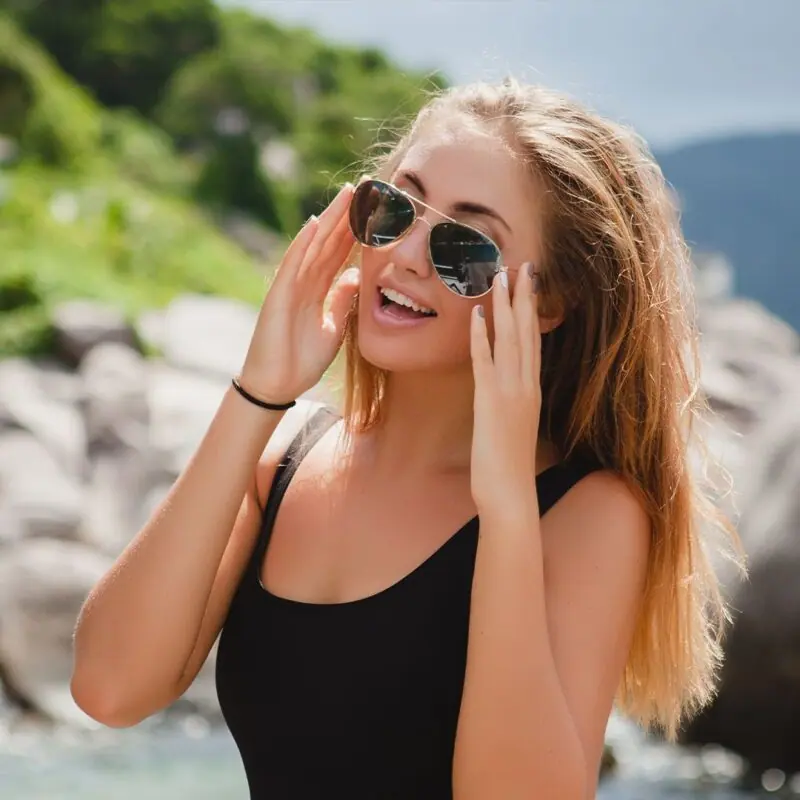 LAVISH Devon – rozo-zlatni okvir, zeleno staklo - sunčane naočale